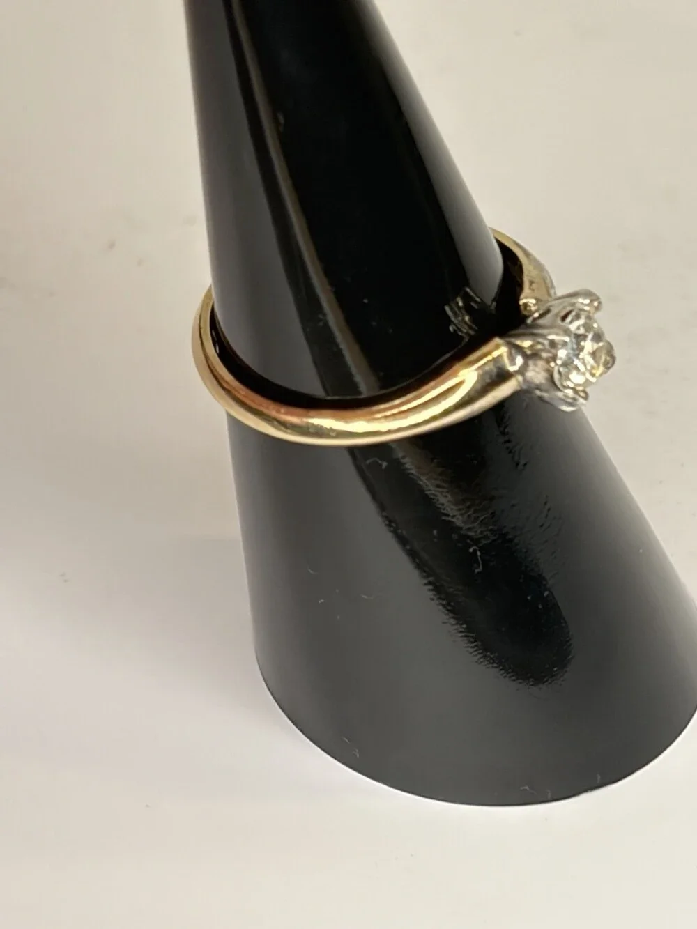 Vintage Gold Over Sterling Silver Diamond CZ Solitaire Engagement Ring Size 6.5